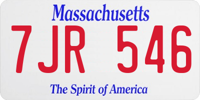 MA license plate 7JR546
