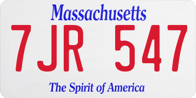 MA license plate 7JR547
