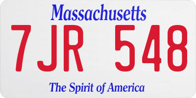 MA license plate 7JR548