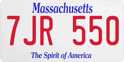 MA license plate 7JR550