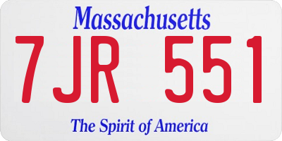 MA license plate 7JR551