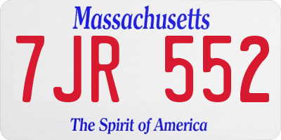 MA license plate 7JR552