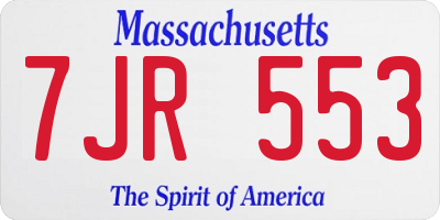 MA license plate 7JR553