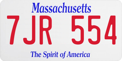 MA license plate 7JR554