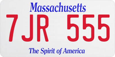MA license plate 7JR555