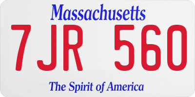 MA license plate 7JR560