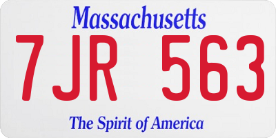 MA license plate 7JR563