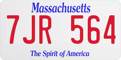 MA license plate 7JR564