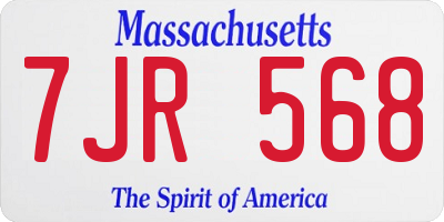 MA license plate 7JR568