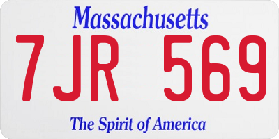 MA license plate 7JR569