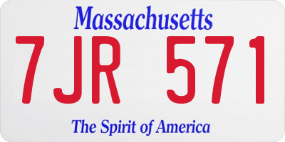 MA license plate 7JR571