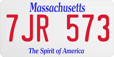 MA license plate 7JR573