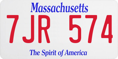 MA license plate 7JR574