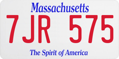 MA license plate 7JR575