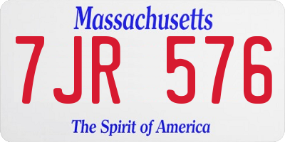 MA license plate 7JR576