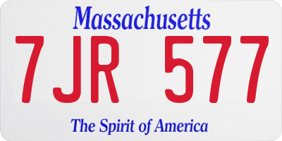 MA license plate 7JR577
