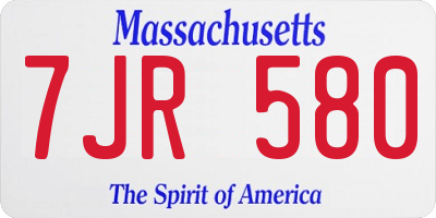 MA license plate 7JR580