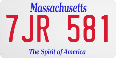 MA license plate 7JR581