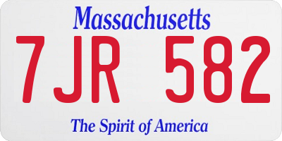 MA license plate 7JR582