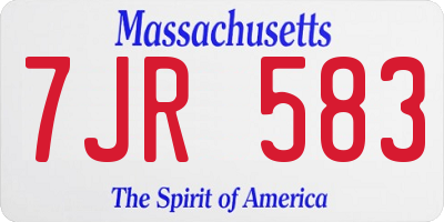 MA license plate 7JR583