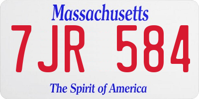 MA license plate 7JR584