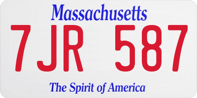 MA license plate 7JR587