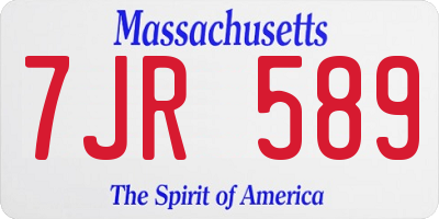 MA license plate 7JR589