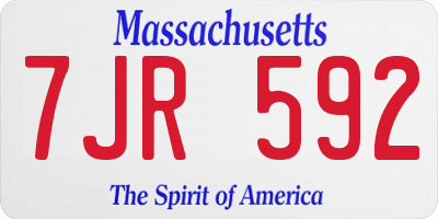 MA license plate 7JR592