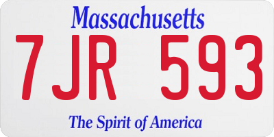 MA license plate 7JR593