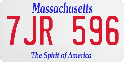 MA license plate 7JR596