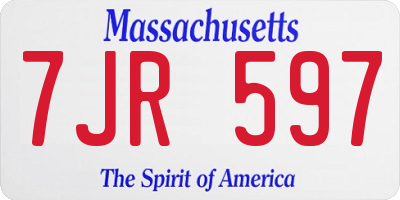 MA license plate 7JR597