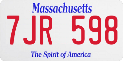 MA license plate 7JR598