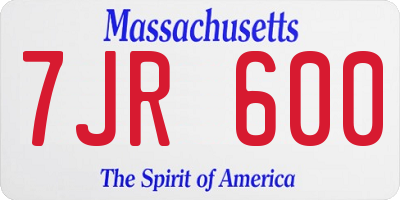 MA license plate 7JR600