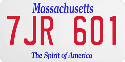 MA license plate 7JR601