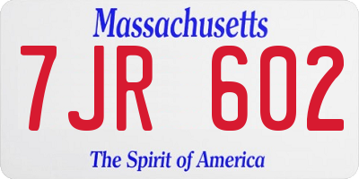 MA license plate 7JR602