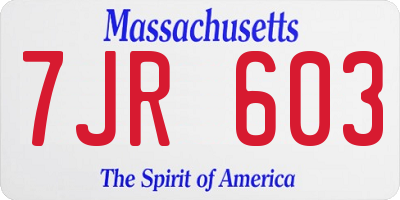 MA license plate 7JR603