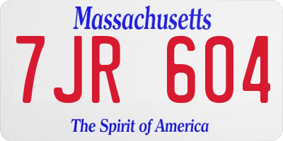 MA license plate 7JR604
