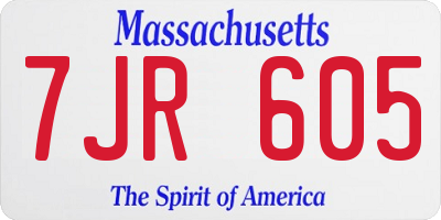 MA license plate 7JR605