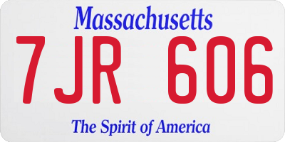 MA license plate 7JR606