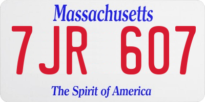 MA license plate 7JR607