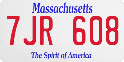 MA license plate 7JR608