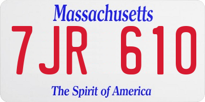 MA license plate 7JR610