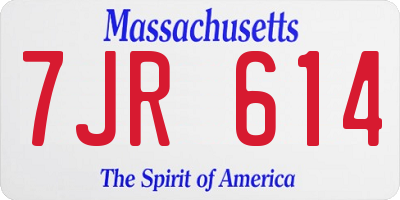 MA license plate 7JR614