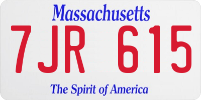 MA license plate 7JR615