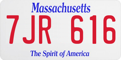MA license plate 7JR616
