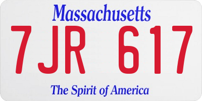 MA license plate 7JR617