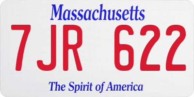 MA license plate 7JR622