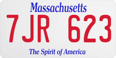 MA license plate 7JR623
