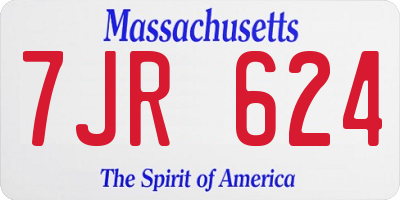 MA license plate 7JR624