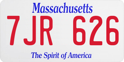 MA license plate 7JR626